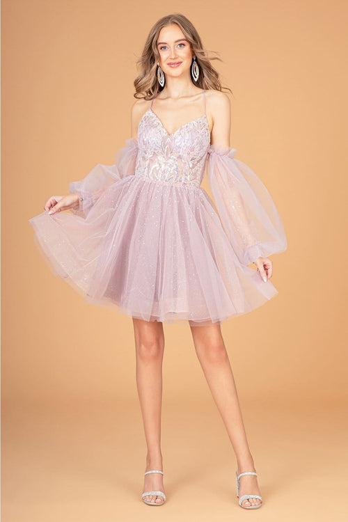 Short Puff Sleeve Dress by Elizabeth KGS3095