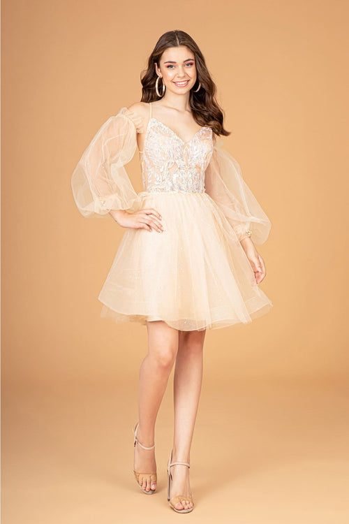 Short Puff Sleeve Dress by Elizabeth KGS3095