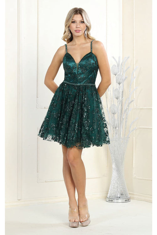 Short Spaghetti Strap Sequin Dress