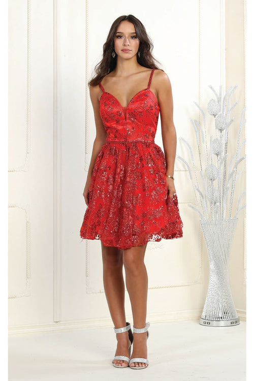 Short Spaghetti Strap Sequin Dress