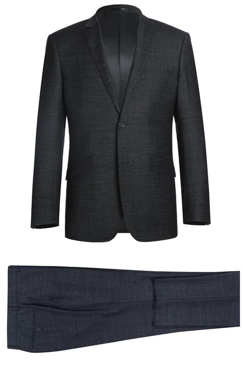 "Slender Charcoal Grey Wool Suit by Renoir: A Classy Menswear Must-Have" - Elegant Mensattire