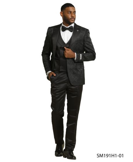 Stacy Adams Men's 3 Piece Hybrid Fit Suit - Floral Satin