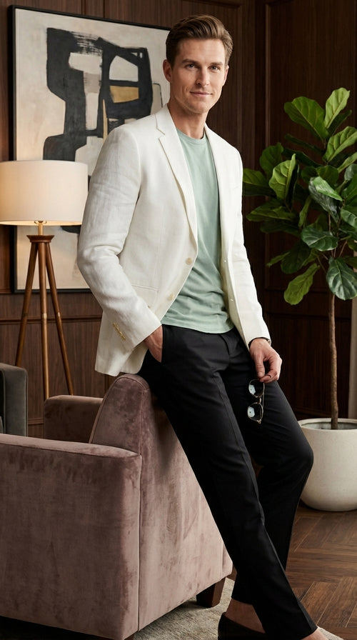 Miami Vice Sonny Crockett Mens White Blazer β Classic Fit Formal Casual Dress Jacket for Business and Wedding Iconic Characters Pop Culture