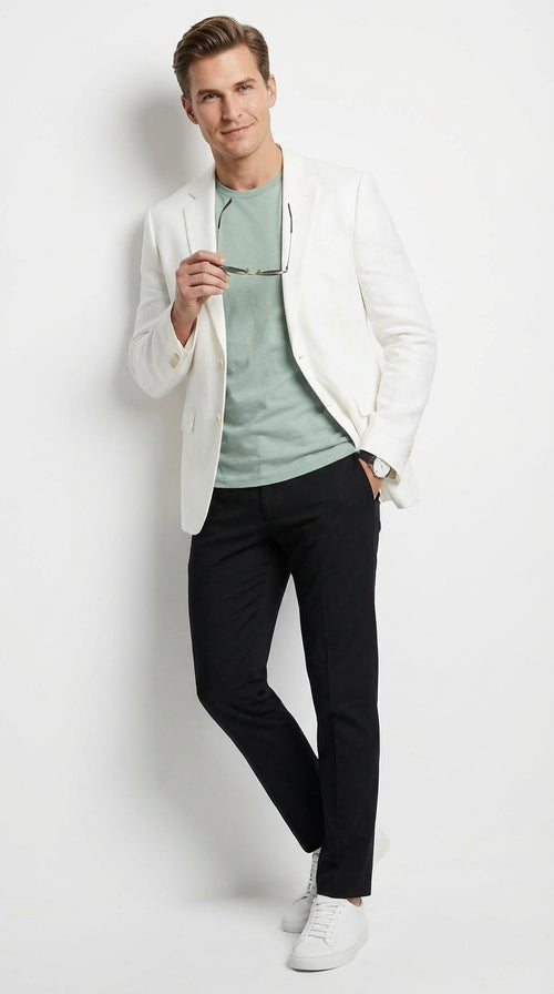 Miami Vice Sonny Crockett Mens White Blazer β Classic Fit Formal Casual Dress Jacket for Business and Wedding Iconic Characters Pop Culture