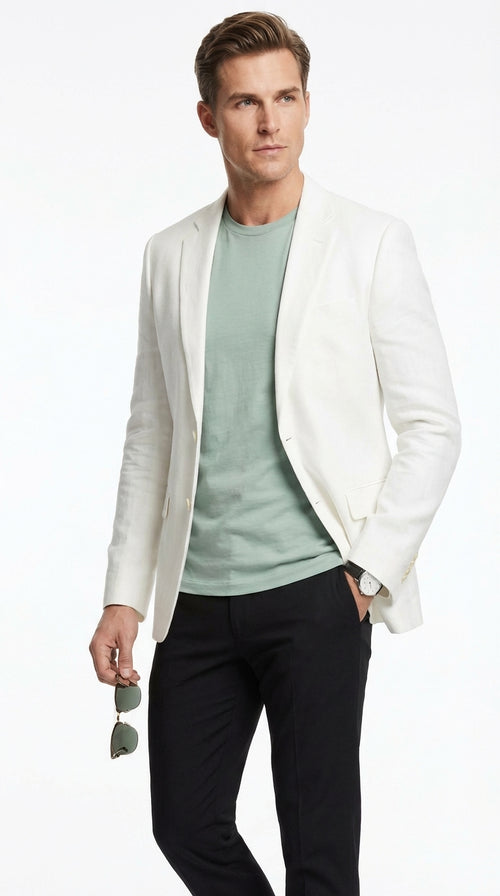 Miami Vice Sonny Crockett Mens White Blazer β Classic Fit Formal Casual Dress Jacket for Business and Wedding Iconic Characters Pop Culture