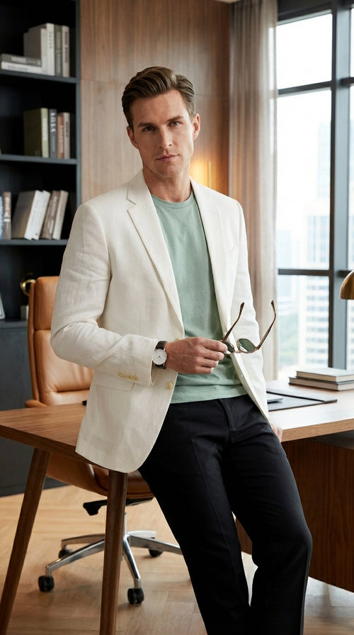 Miami Vice Sonny Crockett Mens White Blazer β Classic Fit Formal Casual Dress Jacket for Business and Wedding Iconic Characters Pop Culture