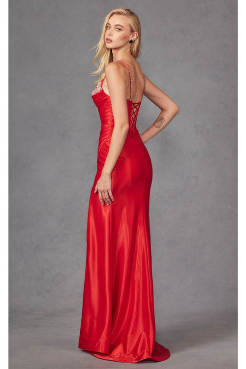 Spaghetti Strap Ruched Prom Gown by Juliet JT2434A