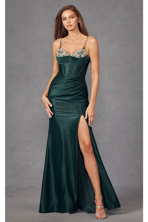 Spaghetti Strap Ruched Prom Gown by Juliet JT2434A