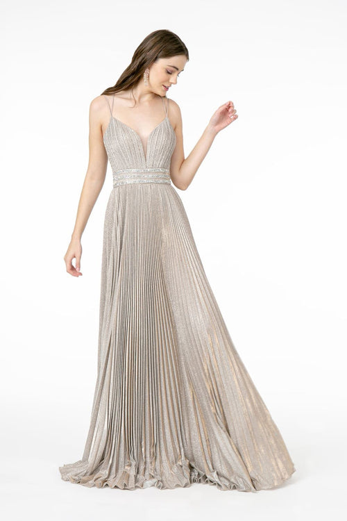Pleated Glitter Prom Dress by Elizabeth KGL2905