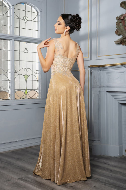 Special Occasion Dress High Slit Plunging V-Neck By May Queen MQ2137