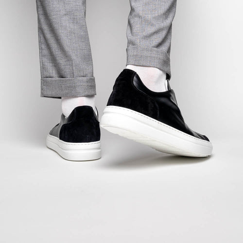 Zelli Spettacolare Calfskin & Suede Slip-On Sneakers in Black