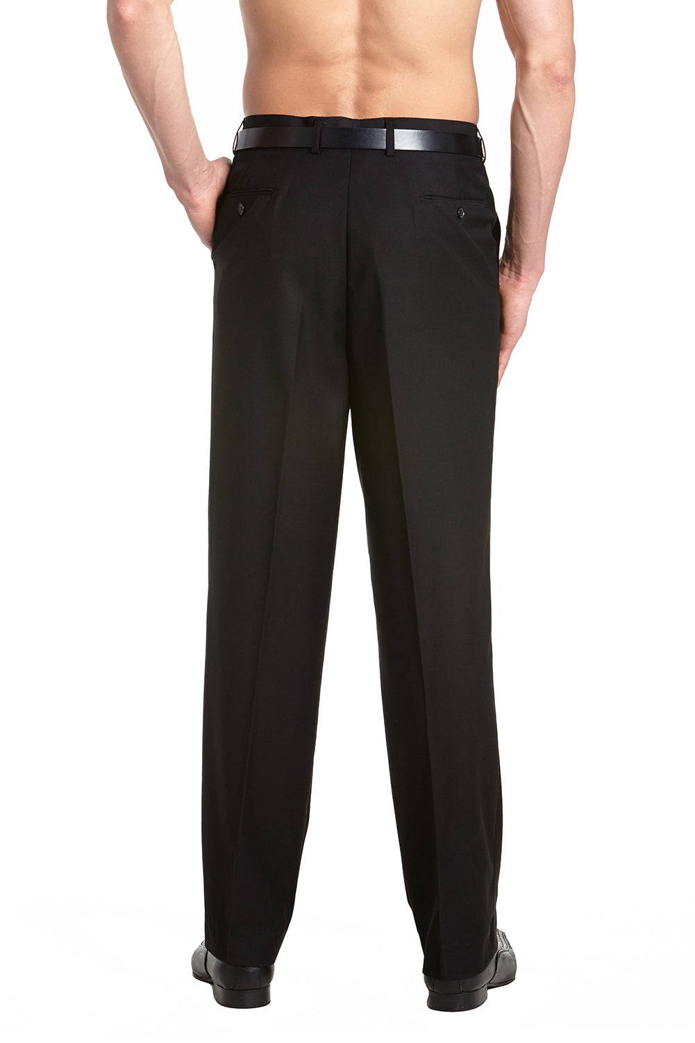 Mens Tuxedo Dress Pants Flat Front Satin Band Mens Tux Pant Trousers - Black with Black Stripe