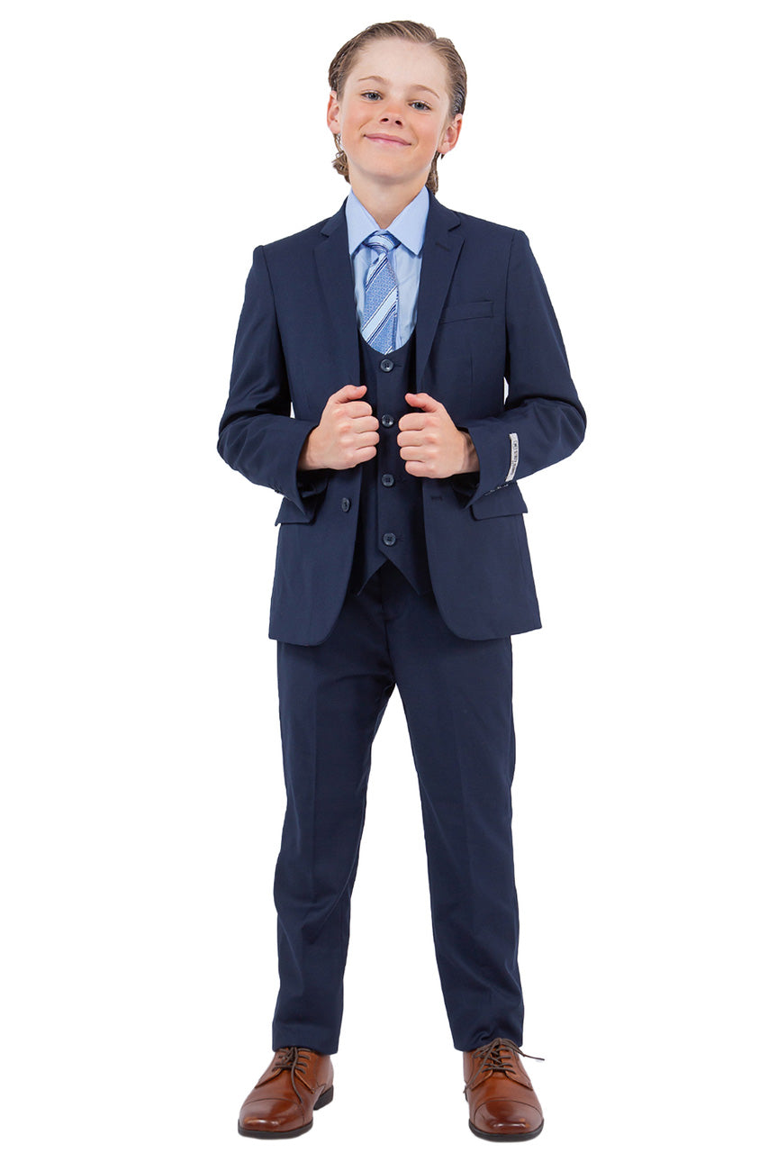 Huntington Stacy Adams Kids Navy Suit (5-Piece Set)