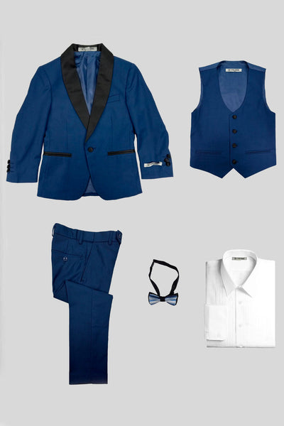 Stacy Adams “Hampton” 5-Piece Kids Tuxedo Set in Indigo
