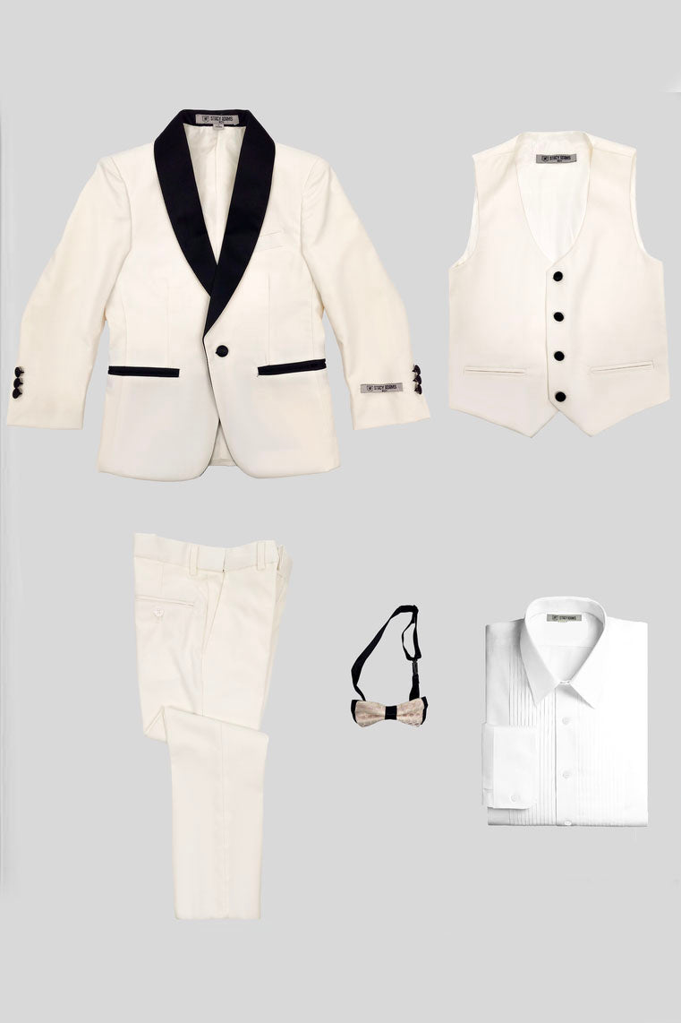 "Hampton" 5-Piece Ivory Tuxedo Set for Kids by Stacy Adams