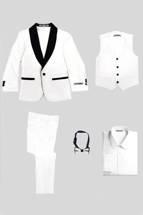 "Hampton" 5-Piece White Tuxedo Set by Stacy Adams – Kids