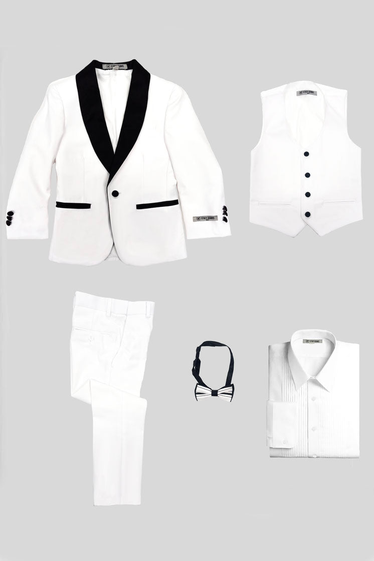 Hampton Stacy Adams Kids White Tuxedo (5-Piece Set)