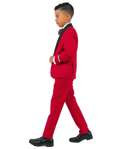 Boys Tuxedos in Color Red Toddler Suit for Kids Set by Stacy Adams Designer
