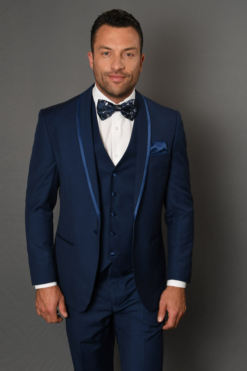 Caesar Sapphire 1-Button Shawl Tuxedo (4-Piece Set) by Statement