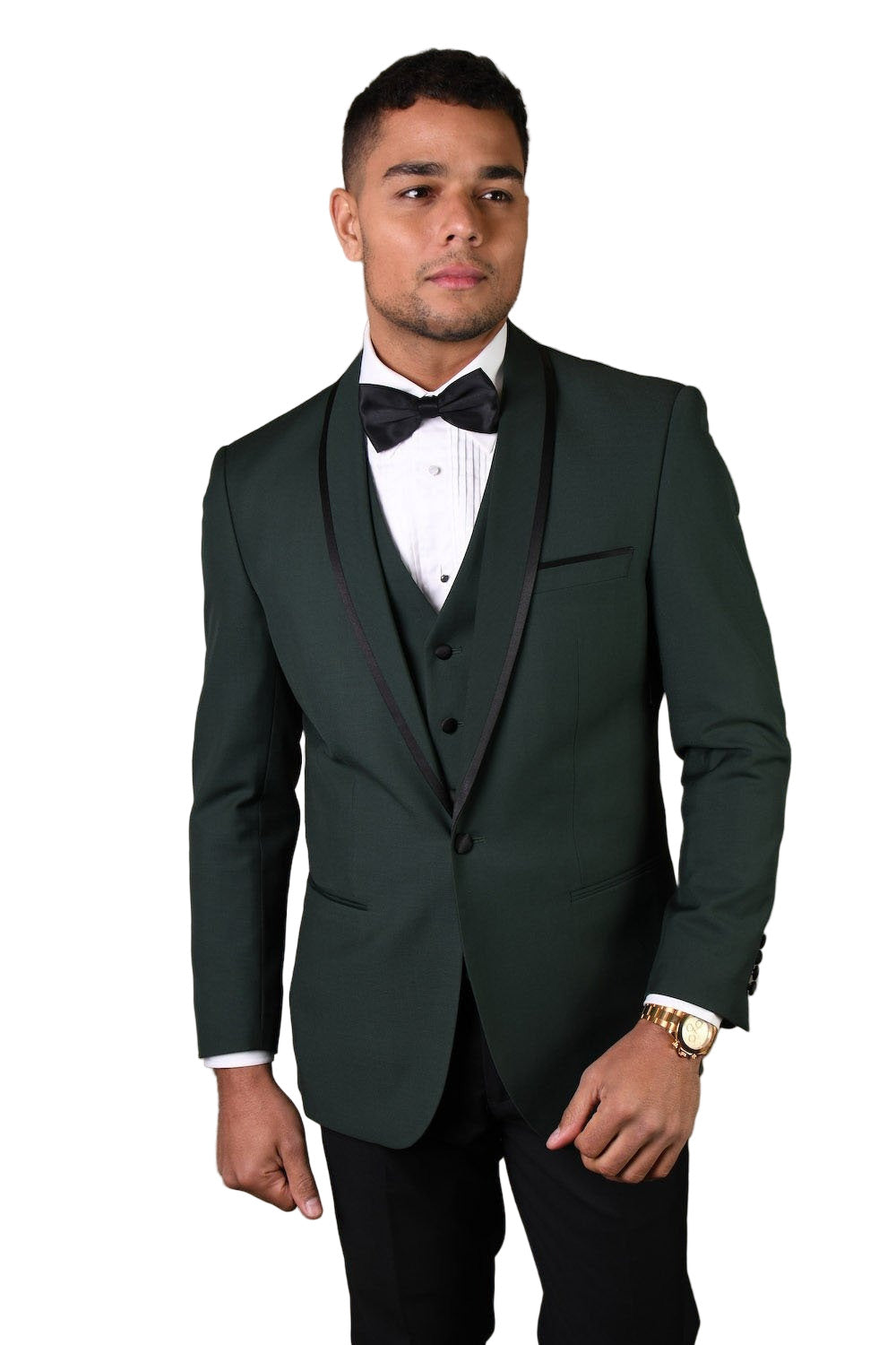 "Genova" Hunter Green 1-Button Shawl Tuxedo (4-Piece Set)