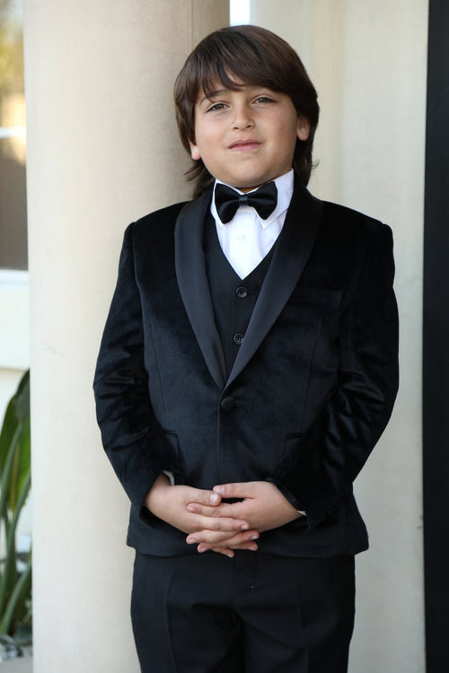 Legend Kids Black Velvet Tuxedo 5-Piece Set by Statement