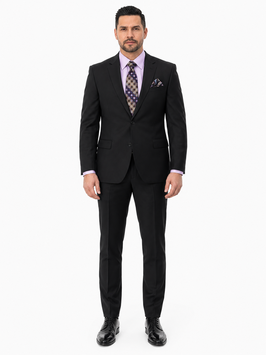 Statement Mens Modern Fit 2 Piece 100% Super 200s Wool Suit – Solid Colors, Notch Lapel Jacket – SuitUSA