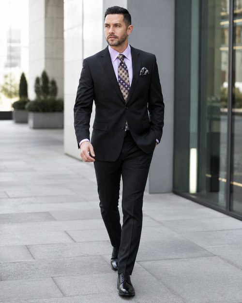 Statement Mens Modern Fit 2 Piece 100% Super 200s Wool Suit β Solid Colors, Notch Lapel Jacket