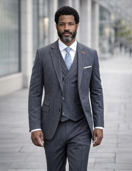 Statement Mens Modern Fit 3 Piece 100% Super 200s Wool Suit β Various Patterns, Double Breasted Vest