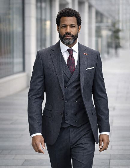 Statement Mens Modern Fit 3 Piece 100% Super 200s Wool Suit β Various Patterns, Double Breasted Vest