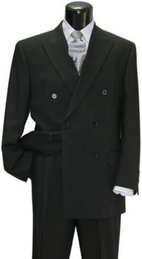 Mens Steve Harvey Brand Suit Double Breasted in Color Black Modern Fit