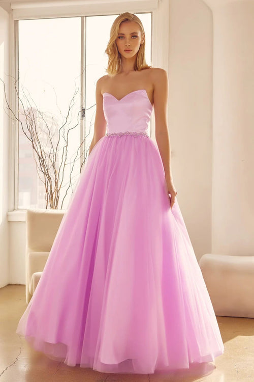 Strapless Tulle Gown with Lace-Up Detail by Juliet 265