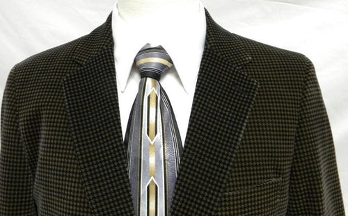 Men’s Brown Houndstooth Velvet Blazer 2 Button Fashion Sport Coat Jacket