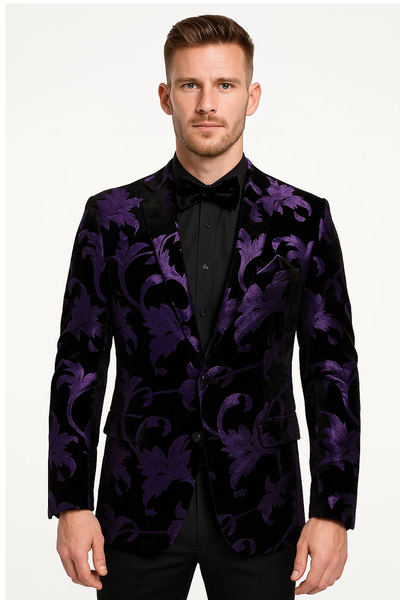 Purple and Black Paisley Tuxedo Dinner Jacket