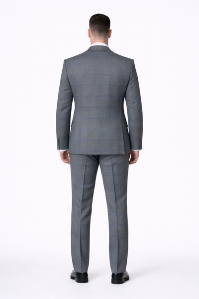 Suits With Baggy Pleated Pants - Wide Leg Pants 100% Wool - Classic Fit Gray Color by Rossiman USA Men's Outlet