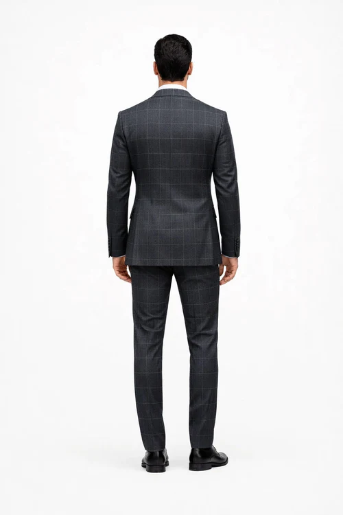 Suits With Baggy Pleated Pants - Wide Leg Pants 100% Wool - Classic Fit in Navy by Rossiman at USA Men's Outlet
