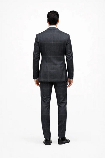 Suits With Baggy Pleated Pants - Wide Leg Pants 100% Wool - Classic Fit in Navy by Rossiman at USA Men's Outlet