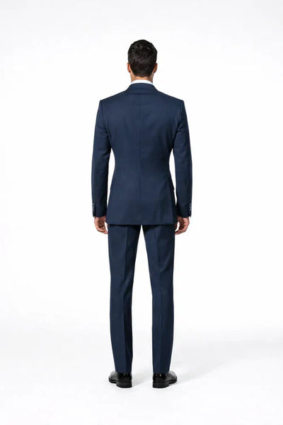 Suits With Baggy Pleated Pants - Wide Leg Pants 100% Wool - Classic Fit in Navy Color by Rossiman USA Men's Outlet