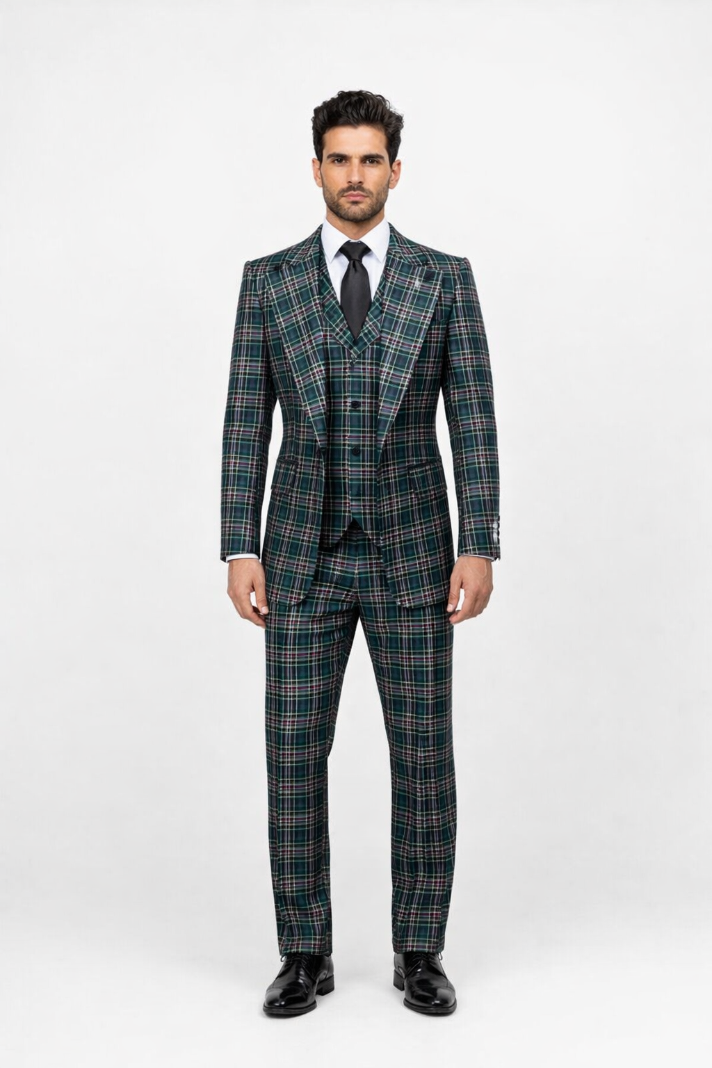 Suits With Baggy Pleated Pants - Wide Leg Pants 100% Wool - Classic Fit in Green Color by Rossiman – SuitUSA