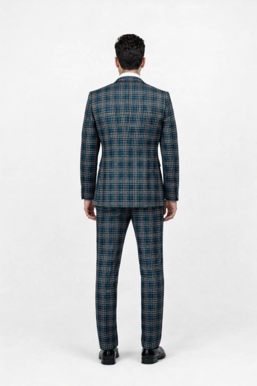 Suits With Baggy Pleated Pants - Wide Leg Pants 100% Wool - Classic Fit in Green Color by Rossiman