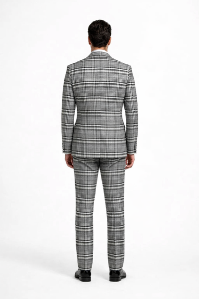 Suits With Baggy Pleated Pants - Wide Leg Pants 100% Wool - Classic Fit in One Button 3 Piece Suit by Rossiman