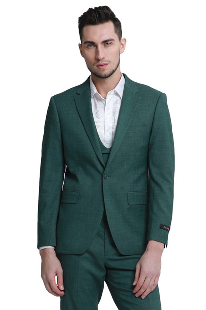 Men's Hunter Green Sharkskin Wedding Vest