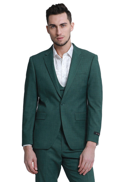 Men's Hunter Green Sharkskin Wedding Vest