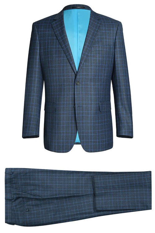 Tailleurs
"Renoir Tailleurs Men's Classic Fit 2-Button Blue Windowpane Plaid 2-Piece Suit" - USA Men's Outlet