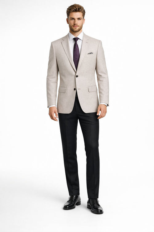Renoir Linen & Cotton Tan Houndstooth Blazer: Classic Summer Sport Coat