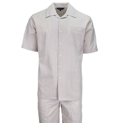 Tan Seersucker 2pc Set