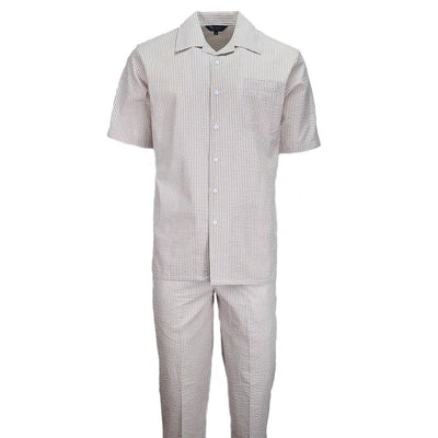 Tan Seersucker 2pc Set