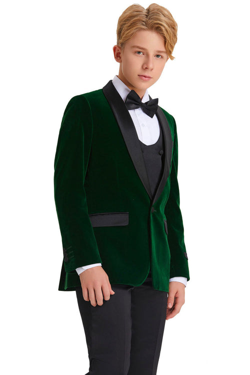 Jayden Green Velvet Kids Tuxedo Set by Tazio