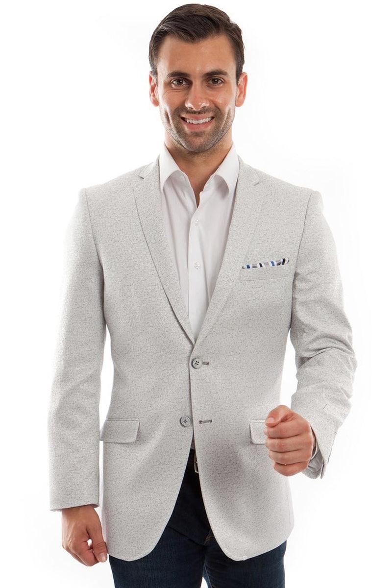 Tazio Men's Light Grey Slim-Fit Summer Speck Blazer - USA Men's Outlet – SuitUSA