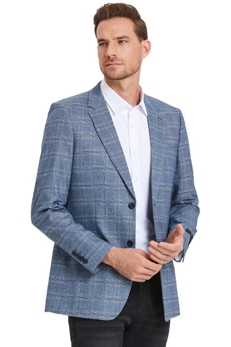 Tazio Men's Slim Fit Business Sport Coat - Indigo Blue