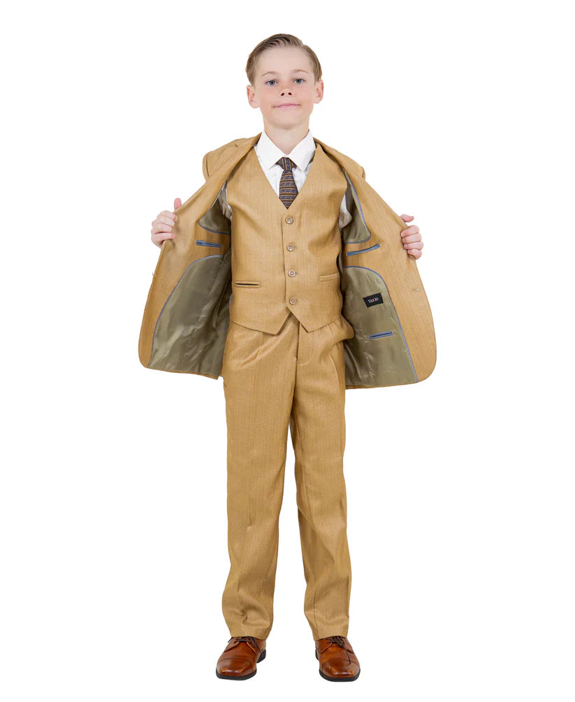 Dapper Toddler Boys Suit in Golden Wheat by Tazio